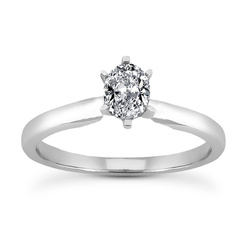 6 x 4 mm Moissanite Oval Cut 6-Prong Solitaire Engagement Ring
