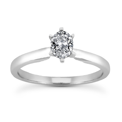 6 x 4 mm Moissanite Oval Cut 6-Prong Solitaire Engagement Ring
