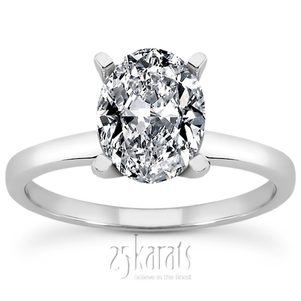 14K gold 8 x 6 mm Moissanite Oval Cut 4-Prong Solitaire Engagement Ring - main view