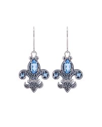 Royal Sterling Silver Golden Blue Topaz Fleur D'Lys Drop Earrings