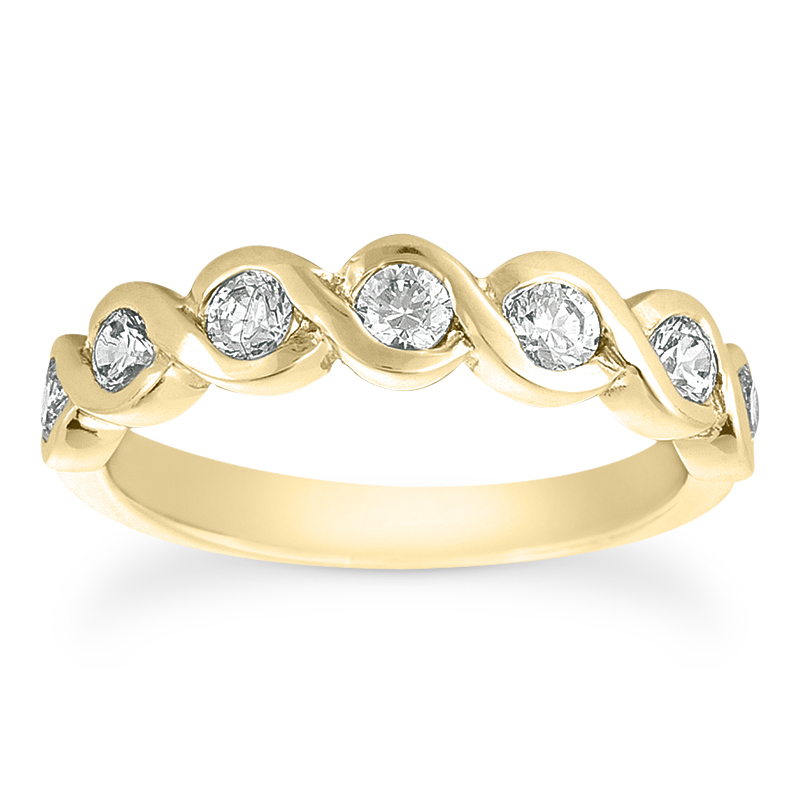 14K white gold 0.31 ct. Round Cut Bezel Set Diamond Wedding Band - alternate view 4