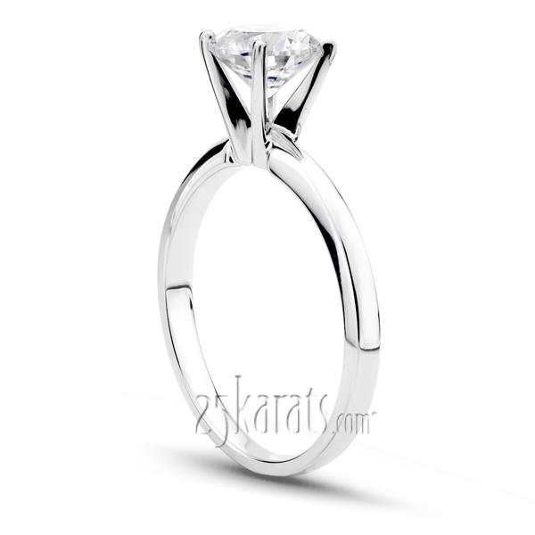 14K gold 7.5 mm Moissanite Round Cut 4-Prong Classic Solitaire Engagement Ring - alternate view 2