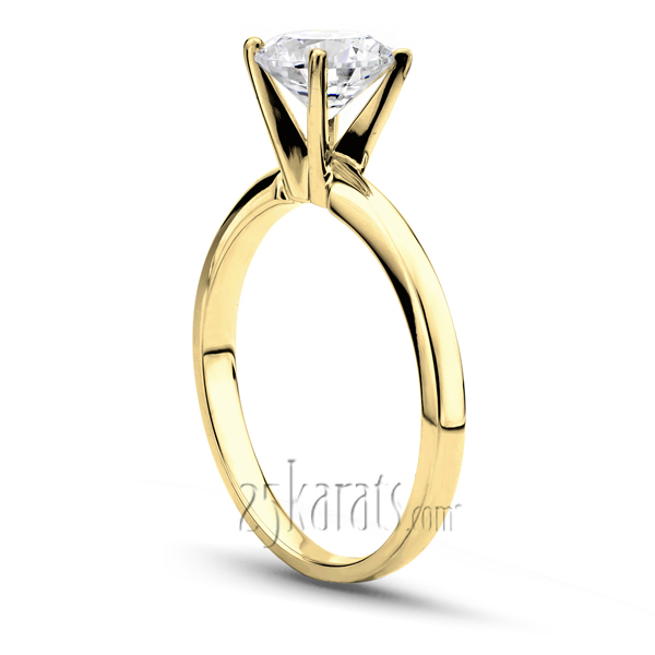 14K gold 7.5 mm Moissanite Round Cut 4-Prong Classic Solitaire Engagement Ring - alternate view 3