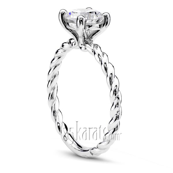 14K gold 6.5 mm Moissanite Wire Shank Contemporary Solitaire Engagement Ring - alternate view 2