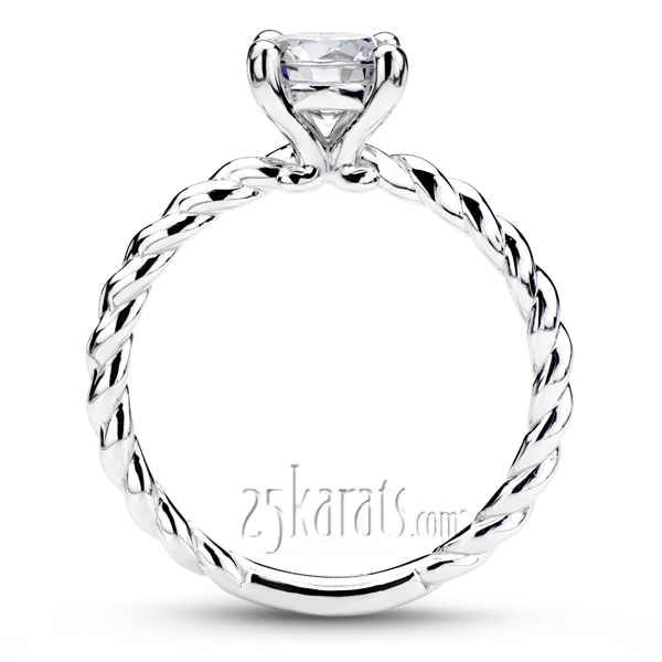 14K gold 6.5 mm Moissanite Wire Shank Contemporary Solitaire Engagement Ring - alternate view 3