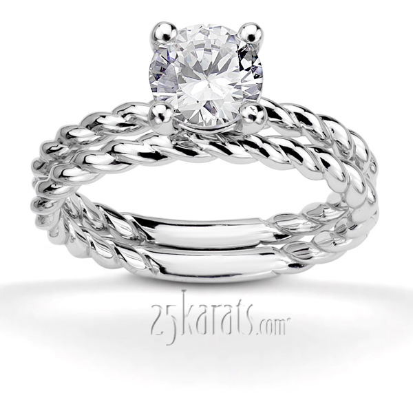 14K gold 6.5 mm Moissanite Wire Shank Contemporary Solitaire Engagement Ring - alternate view 4