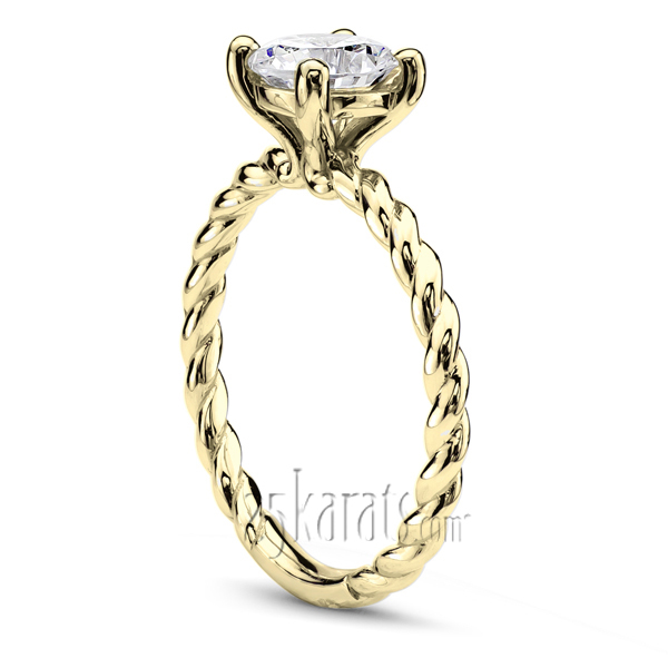 14K gold 6.5 mm Moissanite Wire Shank Contemporary Solitaire Engagement Ring - alternate view 5