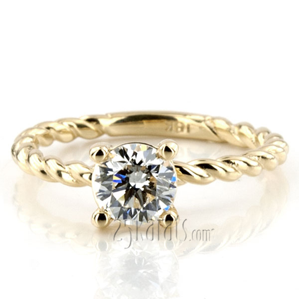 14K gold 6.5 mm Moissanite Wire Shank Contemporary Solitaire Engagement Ring - alternate view 6