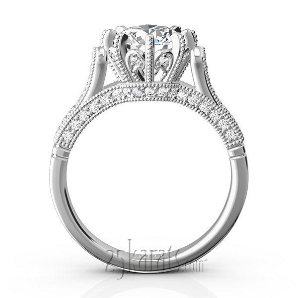 14K gold 6.5 mm Moissanite Antique Crown 8-Prong Diamond Engagement Ring (1/3 ct. tw.) - alternate view 7