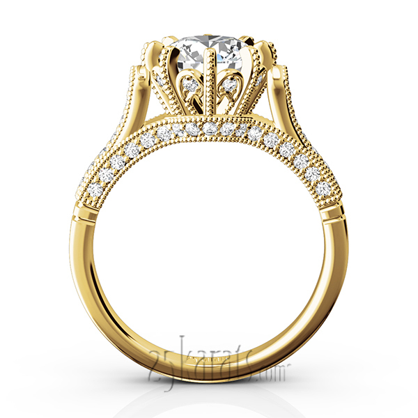 14K gold 6.5 mm Moissanite Antique Crown 8-Prong Diamond Engagement Ring (1/3 ct. tw.) - alternate view 8