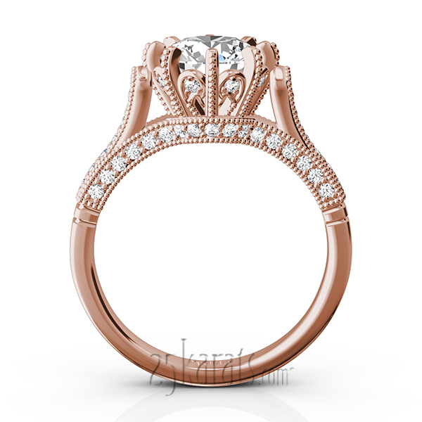 14K gold 6.5 mm Moissanite Antique Crown 8-Prong Diamond Engagement Ring (1/3 ct. tw.) - alternate view 9