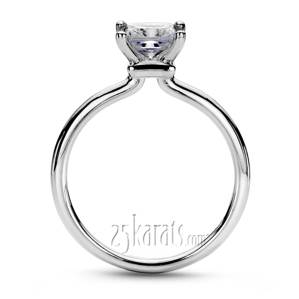 14K gold 4.5 mm Moissanite Princess Center Designer 4 Prong Solitaire Engagement Ring - alternate view 3