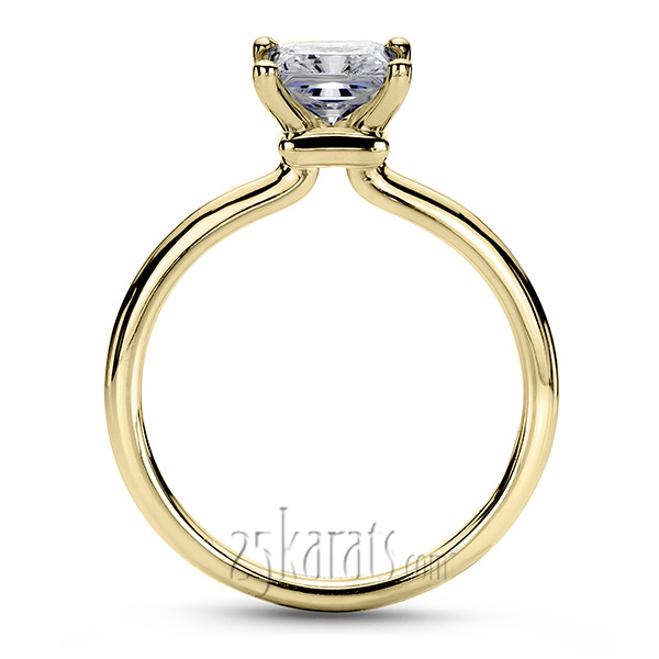 14K gold 4.5 mm Moissanite Princess Center Designer 4 Prong Solitaire Engagement Ring - alternate view 4