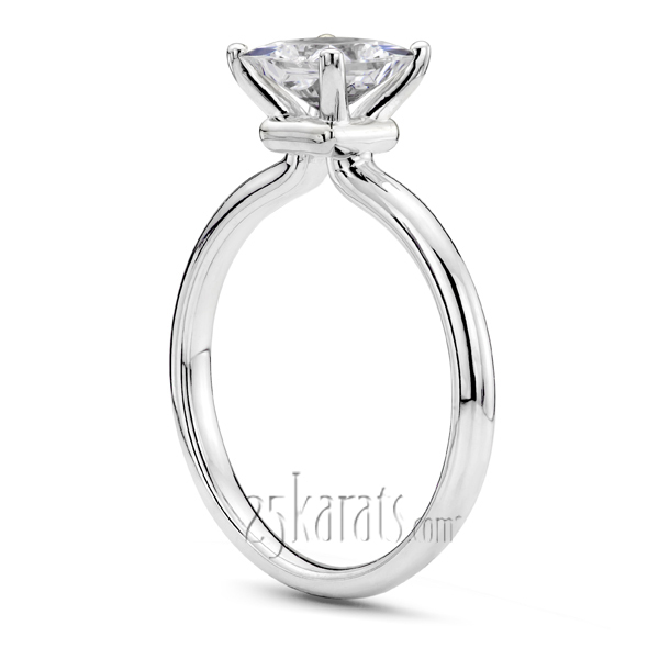 14K gold 4.5 mm Moissanite Princess Center Designer 4 Prong Solitaire Engagement Ring - alternate view 5