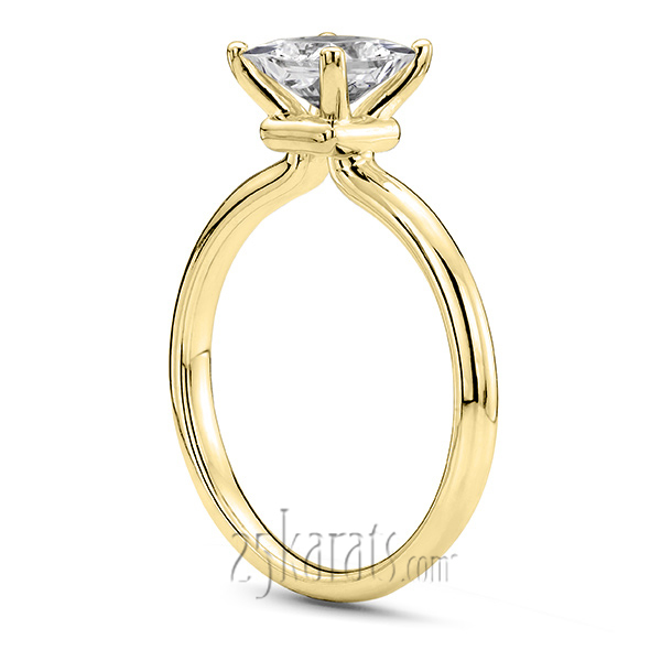 14K gold 4.5 mm Moissanite Princess Center Designer 4 Prong Solitaire Engagement Ring - alternate view 6