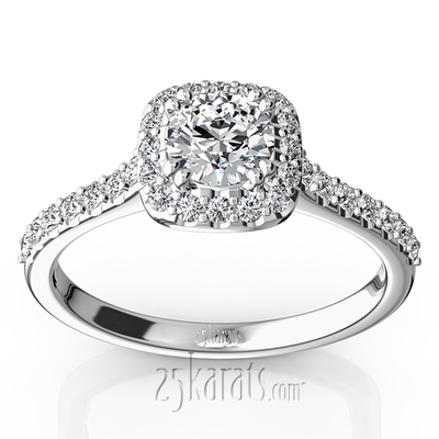 6.5 mm Moissanite Cushioned Halo Micro Pave Diamond Engagement Ring (0.40ct. t.w.)