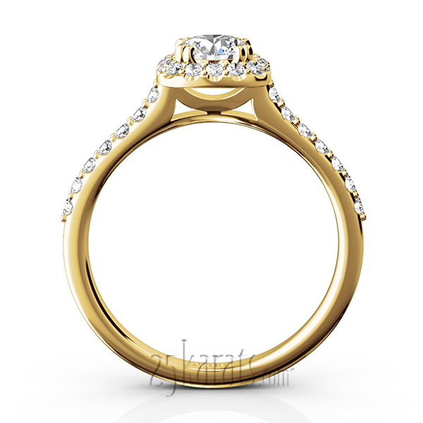 14K gold 6.5 mm Moissanite Cushioned Halo Micro Pave Diamond Engagement Ring (0.40ct. tw.) - alternate view 4