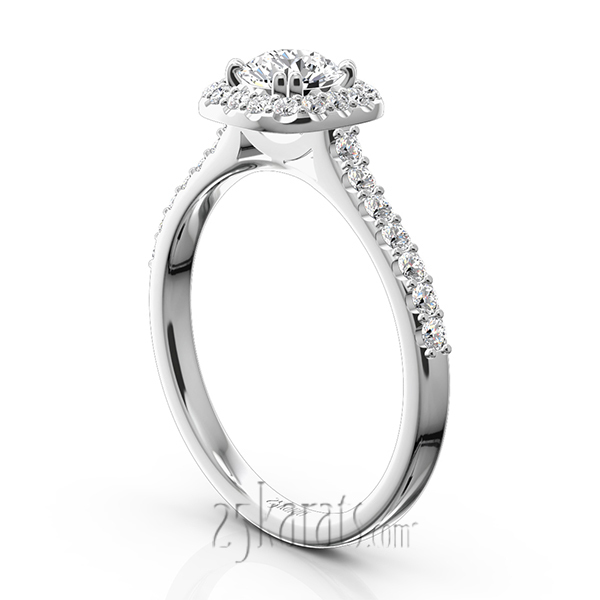 14K gold 6.5 mm Moissanite Cushioned Halo Micro Pave Diamond Engagement Ring (0.40ct. tw.) - alternate view 5