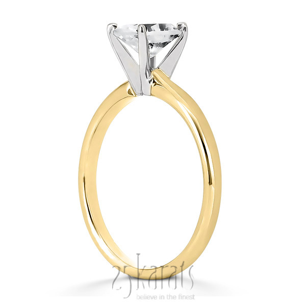 14K gold 8 x 5 mm Moissanite Oval Cut 4-Prong Solitaire Engagement Ring - alternate view 2