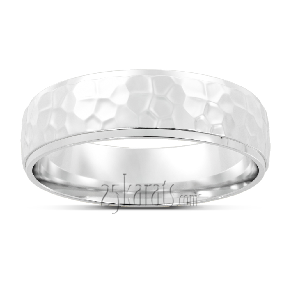 Hammered Design Plain Wedding Ring
