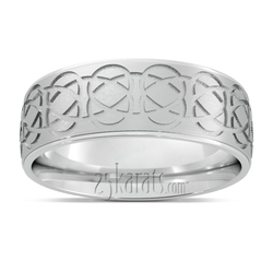 Circular Cut Fancy Carved Wedding Band