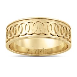 Circular Cluster Fancy Carved Wedding Band