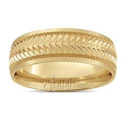 Fine Incised Diamond Cut Wedding Band