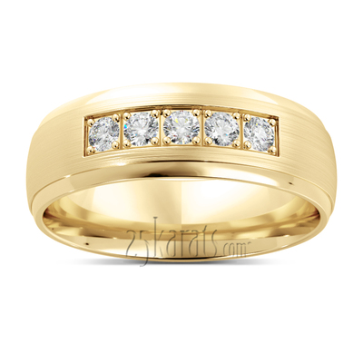 Step Edge Channel Set Diamond Lightweight Wedding Ring