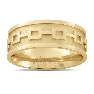 Continuous Square Motif Fancy Carved Wedding Band