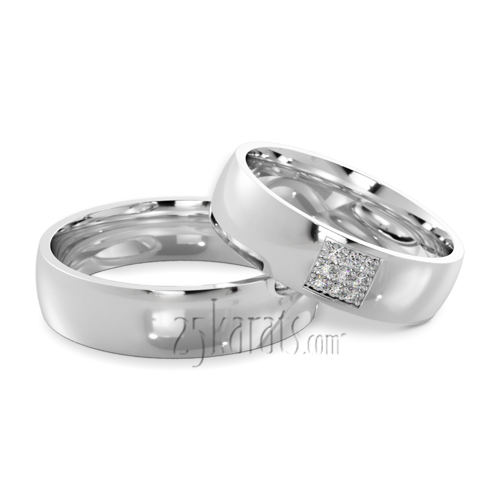 Square Design Stylish Diamond Wedding Ring Set
