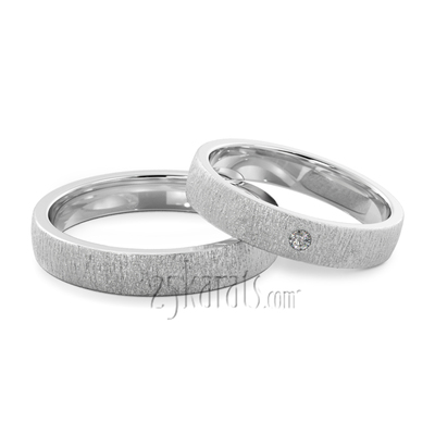 Sparkly Diamond Lightweight Wedding Band Set thumbnail 1