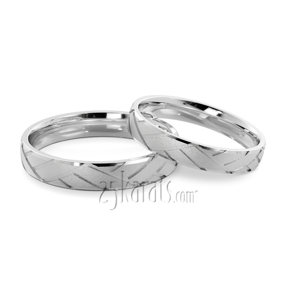 Leaf Design Wedding Band Set