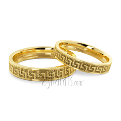 Fancy Greek Key Design Matching Wedding Rings
