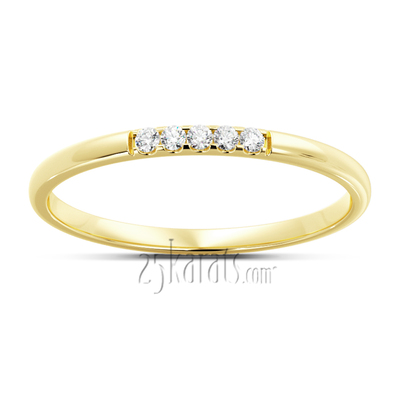 14K Gold Five Stone U-Prong Stackable Diamond Ring