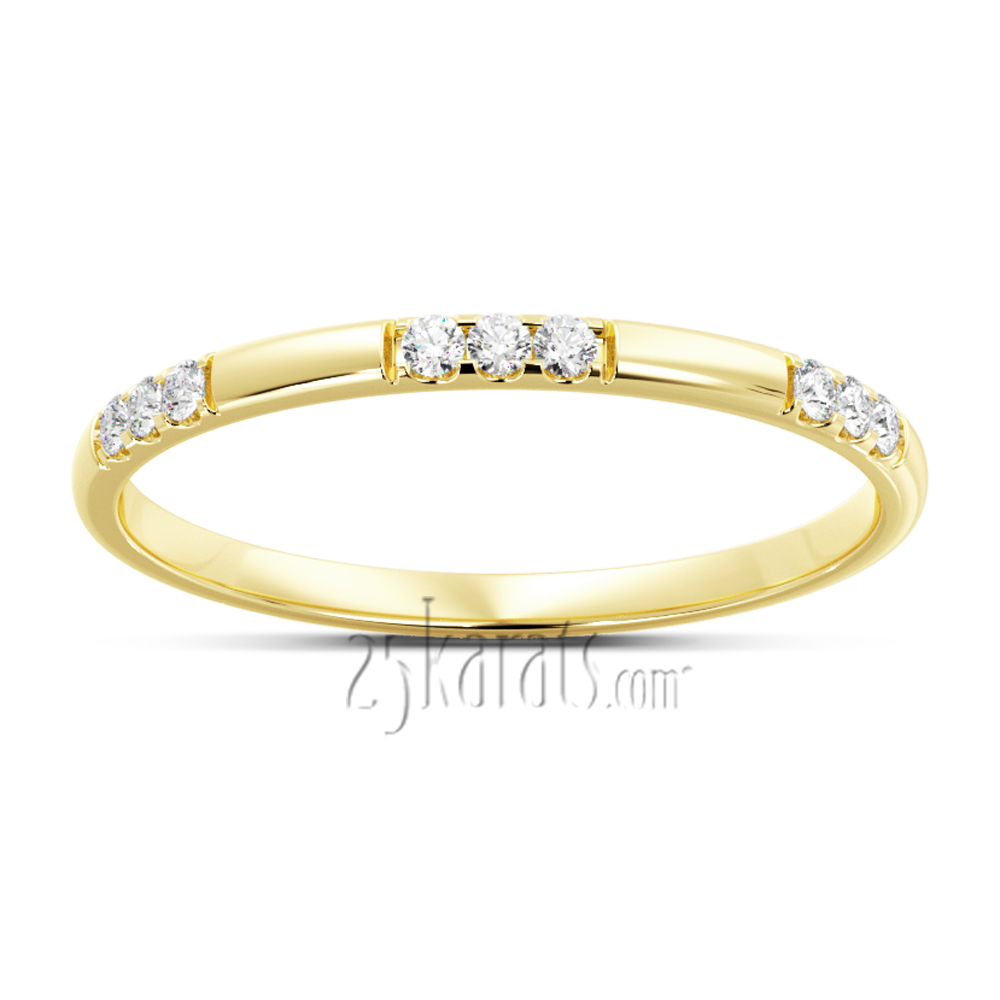 14K Gold 9-Stone Stackable Diamond Ring