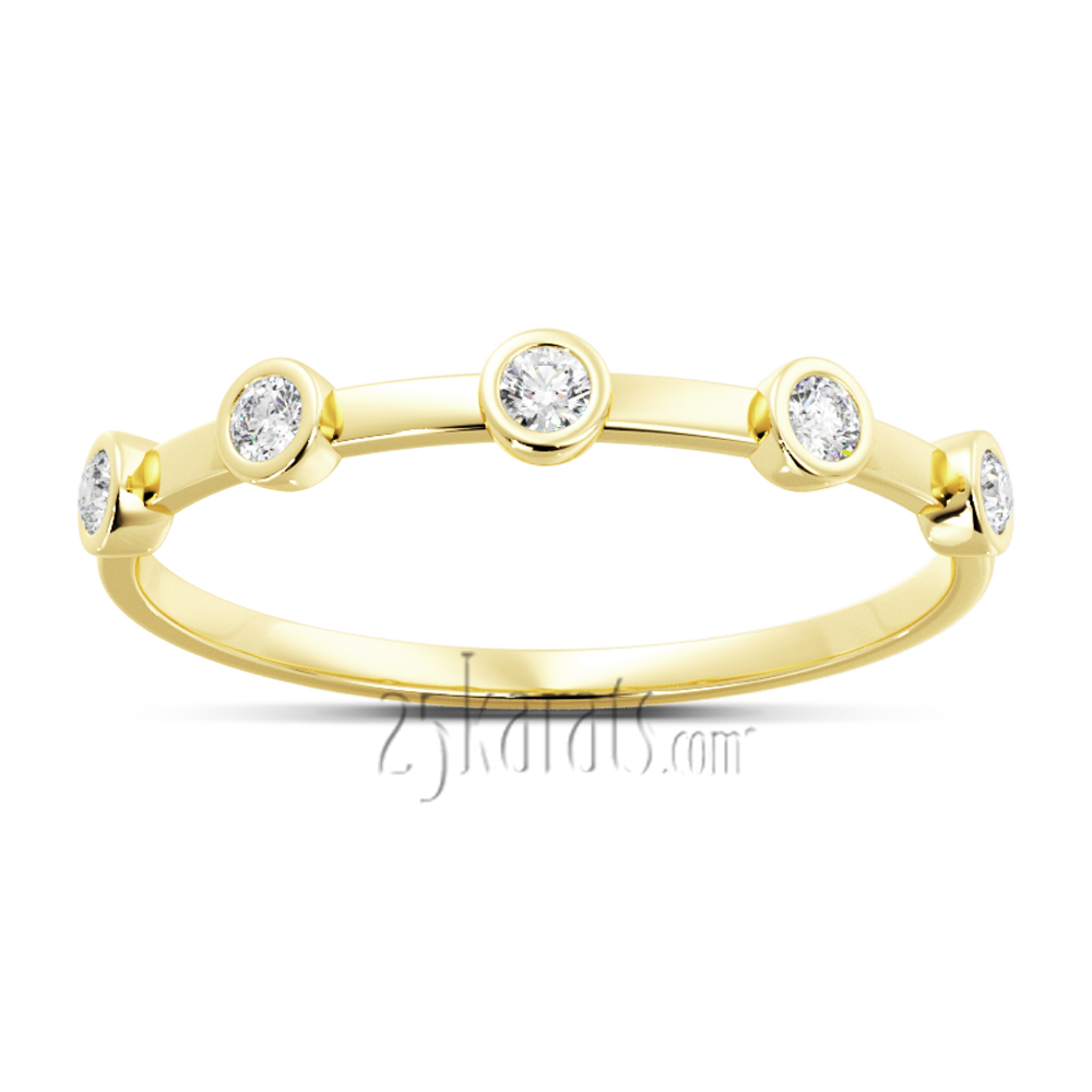 Five Stone Bezel Set Stackable Diamond Ring