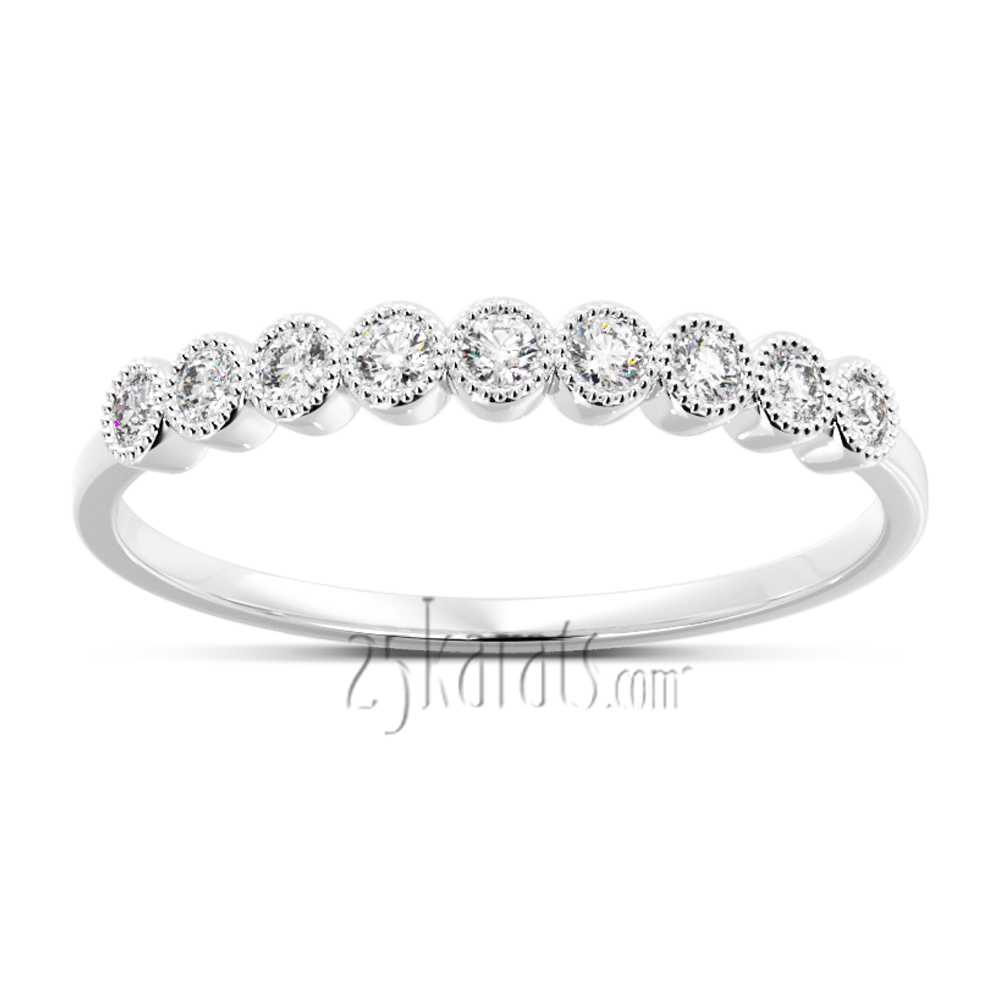 Bezel Set Mill Grained Stackable Diamond Ring