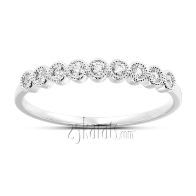 Bezel Set Mill Grained Stackable Diamond Ring