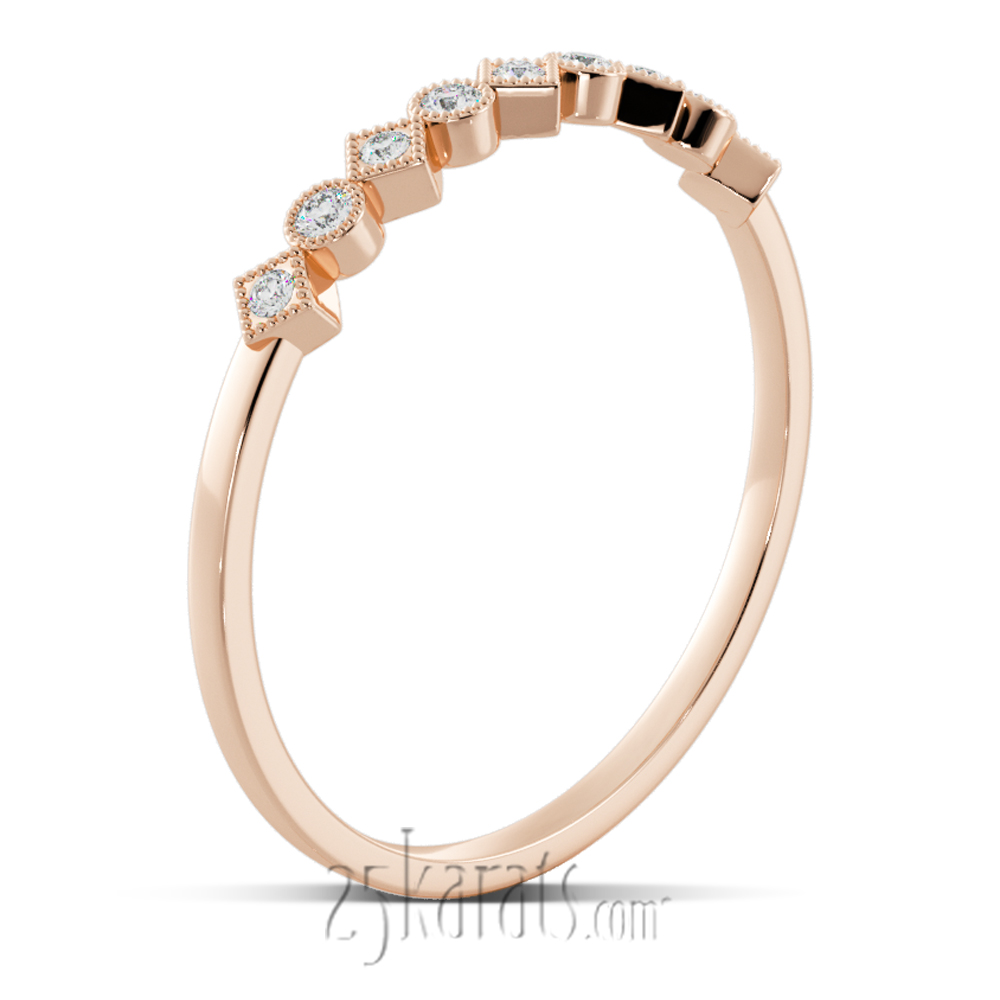 Round and Square Look Stackable Diamond Ring