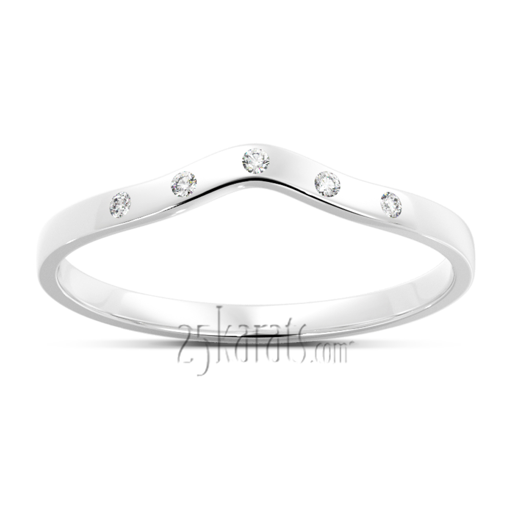 Five Stone Curve Stackable Diamond Ring