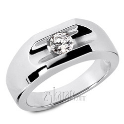 14K white gold Solitaire Channel Set Men's Diamond Ring (0.35 ct. tw.) - main view