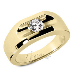 14K white gold Solitaire Channel Set Men's Diamond Ring (0.35 ct. tw.) - alternate view 2