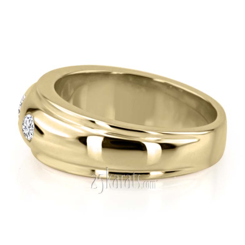 14K white gold 0.60 ct. Bezel Set Three Stone Diamond Men's Ring - alternate view 5