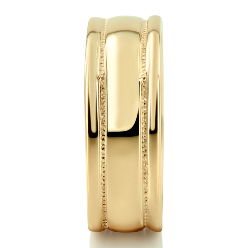 14K yellow gold 7mm. high polish basic-carved-square-wedding-band - alternate view 4