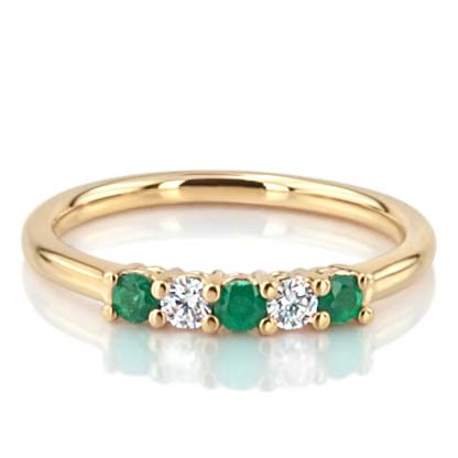 Emerald & Diamond Alternating Anniversary Band