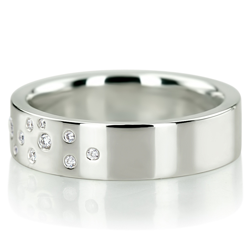 10K white gold 5mm. high polish Bright-Lights-Diamond-Wedding-Band - main view
