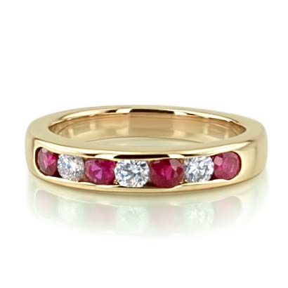  Channel Set Round Ruby & Diamond Anniversary Band