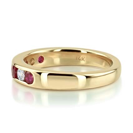 14K white gold Channel Set Round Ruby & Diamond Anniversary Band - alternate view 4