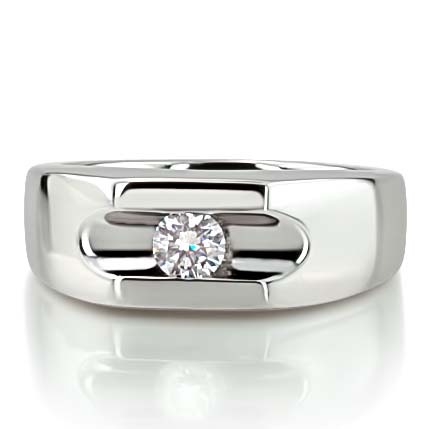 14K white gold Solitaire Channel Set Men's Diamond Ring (0.35 ct. tw.) - alternate view 5