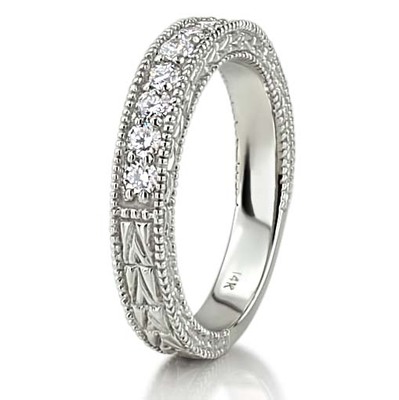 Antique Design Engraved Diamond Anniversary Band (0.45 ct. tw.) thumbnail 9